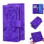 For Huawei Y6 (2019) Tiger Embossing Pattern Horizontal Flip Leather Case with Holder & Card Slots & Wallet(Purple)