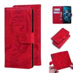 For Huawei Honor 20 / nova 5T Tiger Embossing Pattern Horizontal Flip Leather Case with Holder & Card Slots & Wallet(Red)