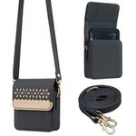BFB13 BINFEN Color Flowers Crossbody Flip Phone Leather Bag(Black)