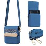 BFB13 BINFEN Color Flowers Crossbody Flip Phone Leather Bag(Dark Blue)
