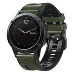 For Garmin 22mm xDfind Leather Skin Silicone Quick Release Watch Band(Army Green)