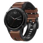 For Garmin 22mm xDfind Leather Skin Silicone Quick Release Watch Band(Brown)