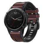 For Garmin 22mm xDfind Leather Skin Silicone Quick Release Watch Band(Dark Brown)