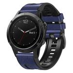 For Garmin 22mm xDfind Leather Skin Silicone Quick Release Watch Band(Dark Blue)