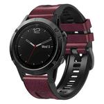 For Garmin 22mm xDfind Leather Skin Silicone Quick Release Watch Band(Wine Red)
