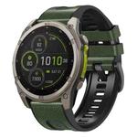 For Garmin 26mm xDfind Leather Skin Silicone Quick Release Watch Band(Army Green)