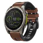 For Garmin 26mm xDfind Leather Skin Silicone Quick Release Watch Band(Brown)