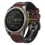 For Garmin 26mm xDfind Leather Skin Silicone Quick Release Watch Band(Dark Brown)
