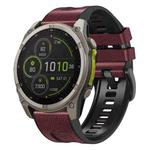 For Garmin 26mm xDfind Leather Skin Silicone Quick Release Watch Band(Wine Red)