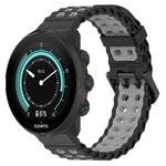 For Suunto 9 / 7 / Spartan Sport xDfind Ocean Dual Pin Buckle Silicone Watch Band(Black Grey)
