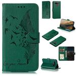 For LG K41S / K51S Feather Pattern Litchi Texture Horizontal Flip Leather Case with Wallet & Holder & Card Slots(Green)