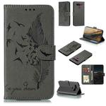 For LG K41S / K51S Feather Pattern Litchi Texture Horizontal Flip Leather Case with Wallet & Holder & Card Slots(Grey)