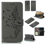 For LG K61 Feather Pattern Litchi Texture Horizontal Flip Leather Case with Wallet & Holder & Card Slots(Grey)