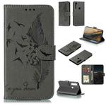 For Motorola Moto G Power Feather Pattern Litchi Texture Horizontal Flip Leather Case with Wallet & Holder & Card Slots(Grey)