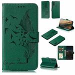 For Motorola Moto E(2020) / Moto E7 Feather Pattern Litchi Texture Horizontal Flip Leather Case with Wallet & Holder & Card Slots(Green)
