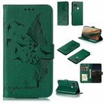 For Google Pixel 5 Feather Pattern Litchi Texture Horizontal Flip Leather Case with Wallet & Holder & Card Slots(Green)