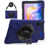 For Xiaomi Redmi Pad 2 11 2025 Rotatable Holder Silicone Hybrid PC Tablet Case with Shoulder Strap(Navy Blue)