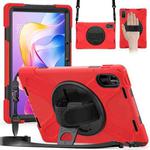For Xiaomi Redmi Pad 2 11 2025 Rotatable Holder Silicone Hybrid PC Tablet Case with Shoulder Strap(Red)