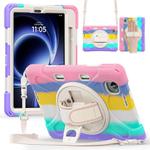 For Xiaomi Redmi K Pad 8.8 Rotatable Holder Silicone Hybrid PC Tablet Case with Shoulder Strap(Colorful Pink)