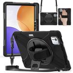 For Xiaomi Pad 7S Pro / 6S Pro Rotatable Holder Silicone Hybrid PC Tablet Case with Shoulder Strap(Black)