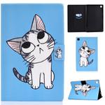 For Samsung Galaxy Tab A7 (2020) T500 Colored Drawing Pattern Voltage Horizontal Flip Black TPU + PU Leather Case with Holder & Card Slots & Anti-skid Strip & Sleep / Wake-up Function(Blue Background Cat)