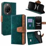 For Huawei nova 14 Ultra Color Stitching Skin Feel Leather RFID Blocking Phone Case(Green)