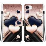 For iPhone 16e Crystal Texture Colored Drawing Leather Phone Case(Love Heart)