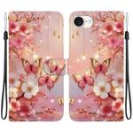 For iPhone 16e Crystal Texture Colored Drawing Leather Phone Case(Lantern Butterflies)
