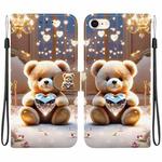 For iPhone SE 2022 / SE 2020 / 8 / 7 Crystal Texture Colored Drawing Leather Phone Case(Diamond Bear)