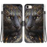 For iPhone SE 2022 / SE 2020 / 8 / 7 Crystal Texture Colored Drawing Leather Phone Case(Black Gold Lion)