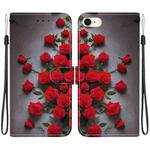 For iPhone SE 2022 / SE 2020 / 8 / 7 Crystal Texture Colored Drawing Leather Phone Case(Red Roses)
