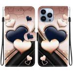 For iPhone 13 Pro Crystal Texture Colored Drawing Leather Phone Case(Love Heart)