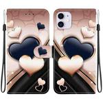 For iPhone 11 Crystal Texture Colored Drawing Leather Phone Case(Love Heart)