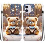 For iPhone 11 Crystal Texture Colored Drawing Leather Phone Case(Diamond Bear)