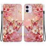 For iPhone 11 Crystal Texture Colored Drawing Leather Phone Case(Lantern Butterflies)