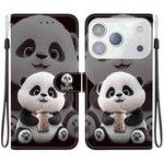 For iPhone 17 Pro Max Crystal Texture Colored Drawing Leather Phone Case(Milk Tea Bear)
