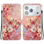 For iPhone 17 Pro Crystal Texture Colored Drawing Leather Phone Case(Lantern Butterflies)