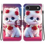 For iPhone 17 Air Crystal Texture Colored Drawing Leather Phone Case(Rose Cat)