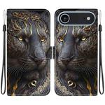 For iPhone 17 Air Crystal Texture Colored Drawing Leather Phone Case(Black Gold Lion)