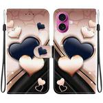 For iPhone 17 Crystal Texture Colored Drawing Leather Phone Case(Love Heart)