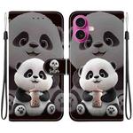 For iPhone 17 Crystal Texture Colored Drawing Leather Phone Case(Milk Tea Bear)
