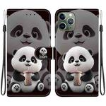 For iPhone 11 Pro Crystal Texture Colored Drawing Leather Phone Case(Milk Tea Bear)