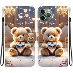 For iPhone 11 Pro Crystal Texture Colored Drawing Leather Phone Case(Diamond Bear)