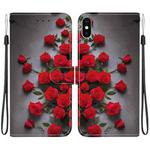 For iPhone XS Max Crystal Texture Colored Drawing Leather Phone Case(Red Roses)