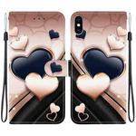 For iPhone X / XS Crystal Texture Colored Drawing Leather Phone Case(Love Heart)