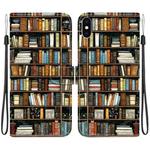 For iPhone X / XS Crystal Texture Colored Drawing Leather Phone Case(Bookshelf)
