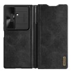 For Samsung Galaxy Z Fold7 5G NILLKIN QIN Series Pro Sliding Camera Cover Design Leather Phone Case with Stylus(Black)