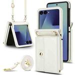 For Samsung Galaxy Z Flip7 5G Solid Color Backpack Wallet Card Slot RFID PU Phone Case(White)