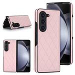 For Samsung Galaxy Z Fold7 5G Rhombic Fold Leather Phone Case(Pink)