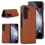 For Samsung Galaxy Z Fold7 5G Rhombic Fold Leather Phone Case(Brown)